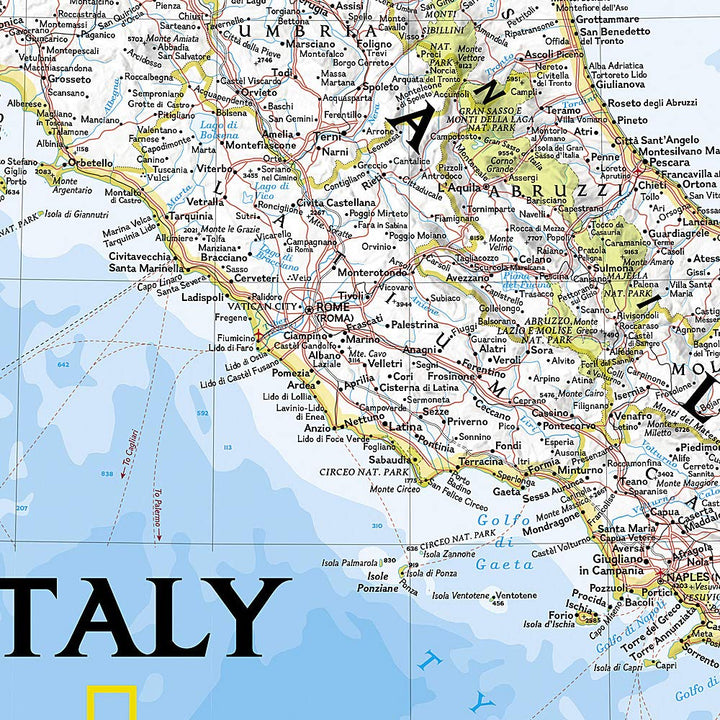 Carte murale (en anglais) - Italie - 59 x 87 cm | National Geographic carte murale petit tube National Geographic 