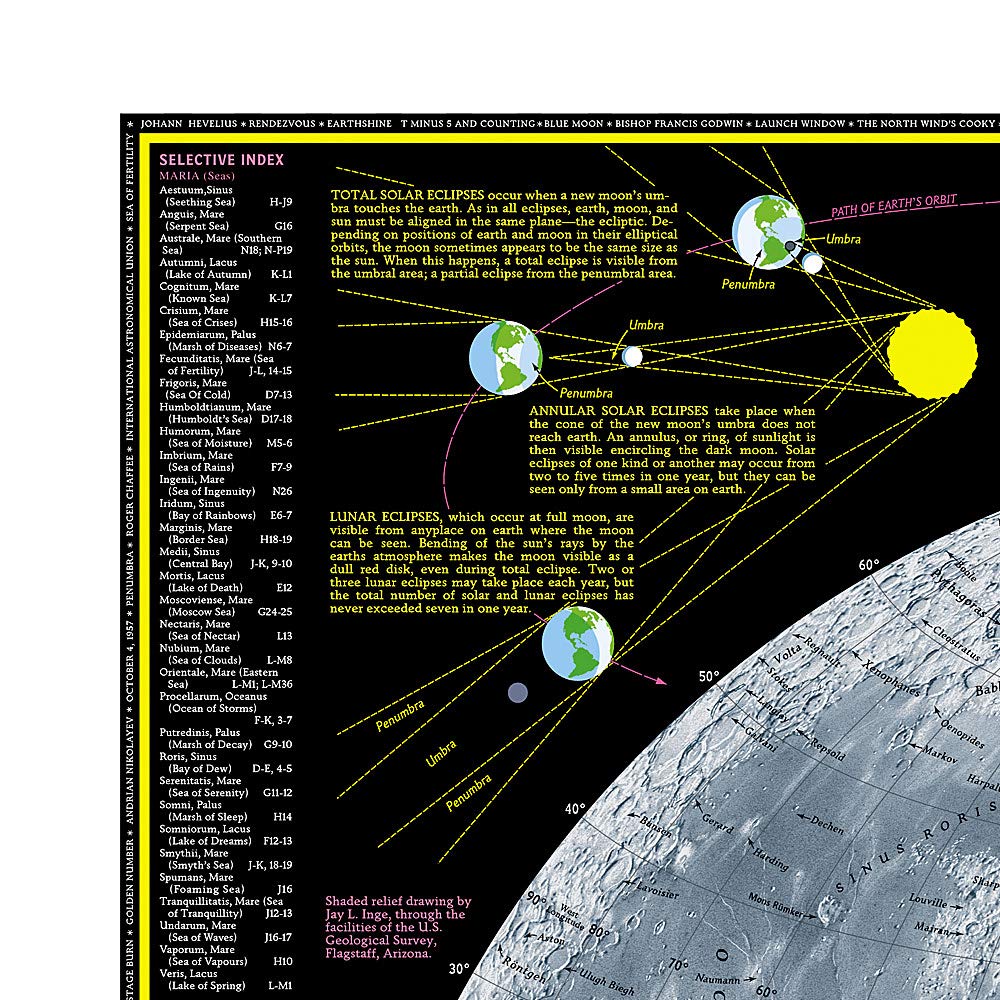 Carte murale (en anglais) - La Lune - 108 x 73 cm | National Geographic carte murale roulée (en tube) National Geographic