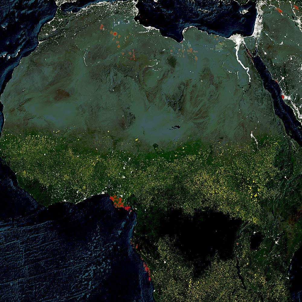 Carte murale (en anglais) - La Terre de nuit - 89 x 57 cm | National Geographic carte murale roulée (en tube) National Geographic