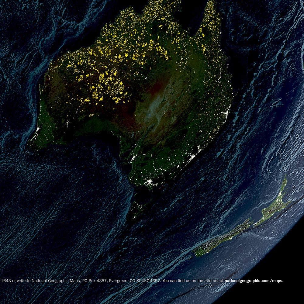 Carte murale (en anglais) - La Terre de nuit | National Geographic carte murale petit tube National Geographic 
