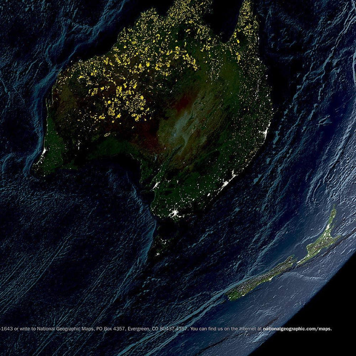 Carte murale (en anglais) - La Terre de nuit | National Geographic carte murale petit tube National Geographic 