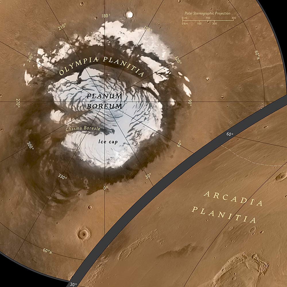 Carte murale (en anglais) - Mars, la Planète Rouge - 80 x 52 cm | National Geographic carte murale roulée (en tube) National Geographic