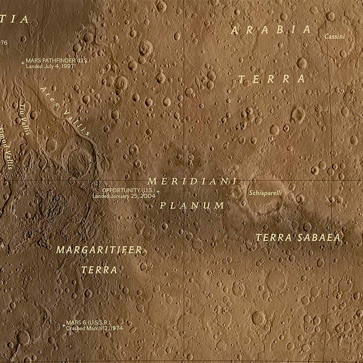 Carte murale (en anglais) - Mars, la Planète Rouge - 80 x 52 cm | National Geographic carte murale petit tube National Geographic 