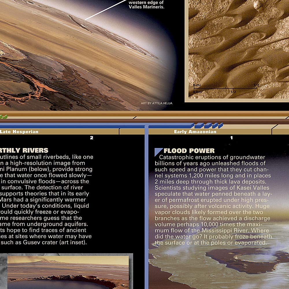 Carte murale (en anglais) - Mars, la Planète Rouge - 80 x 52 cm | National Geographic carte murale roulée (en tube) National Geographic