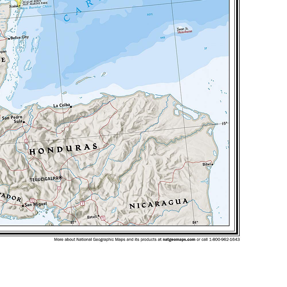 Carte murale (en anglais) - Mexique - 88 x 57 cm | National Geographic carte murale roulée (en tube) National Geographic