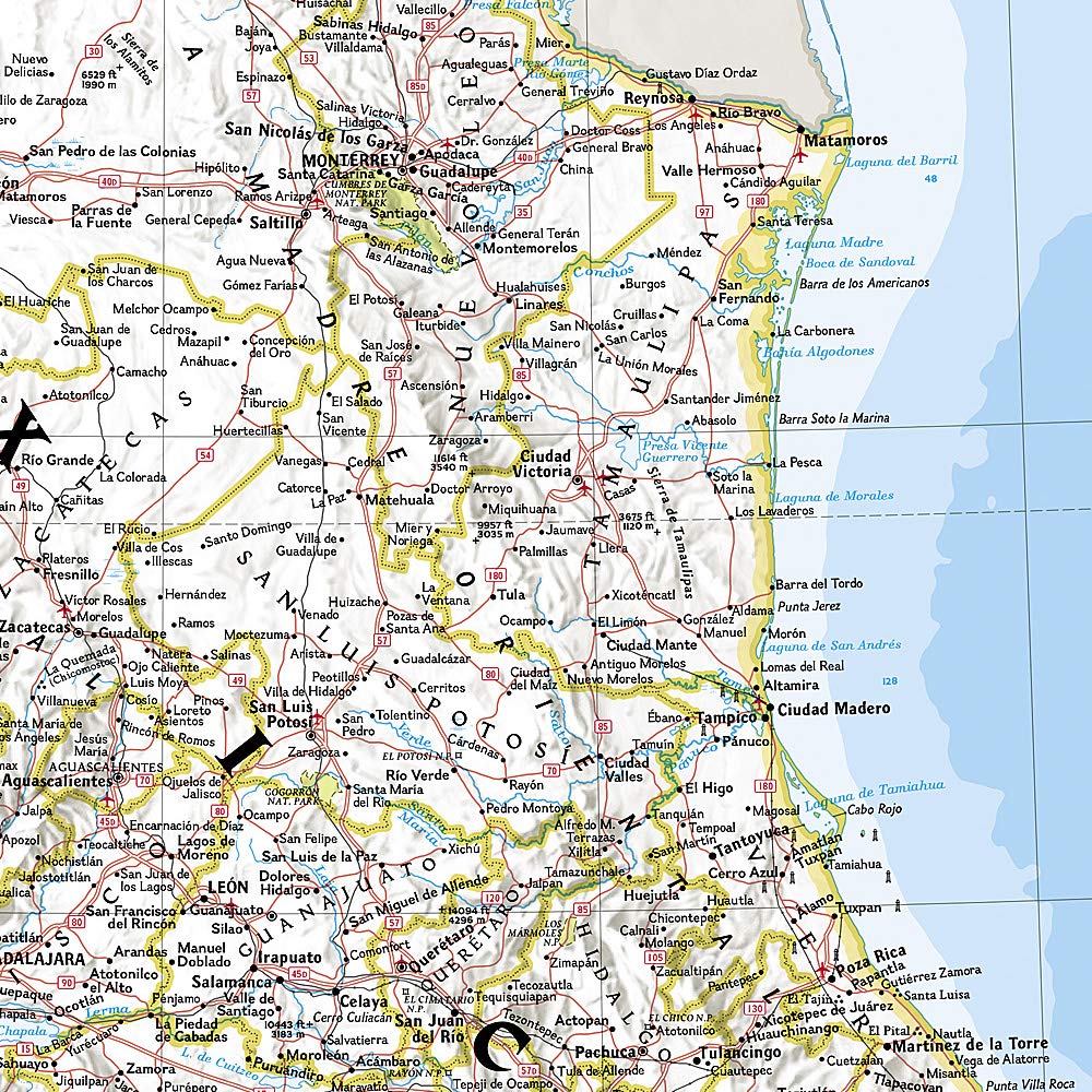 Carte murale (en anglais) - Mexique - 88 x 57 cm | National Geographic carte murale roulée (en tube) National Geographic