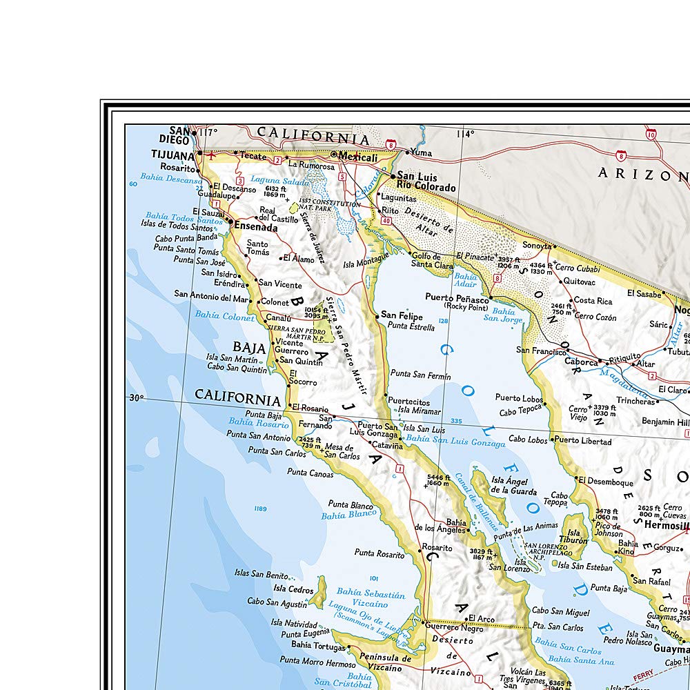 Carte murale (en anglais) - Mexique - 88 x 57 cm | National Geographic carte murale roulée (en tube) National Geographic
