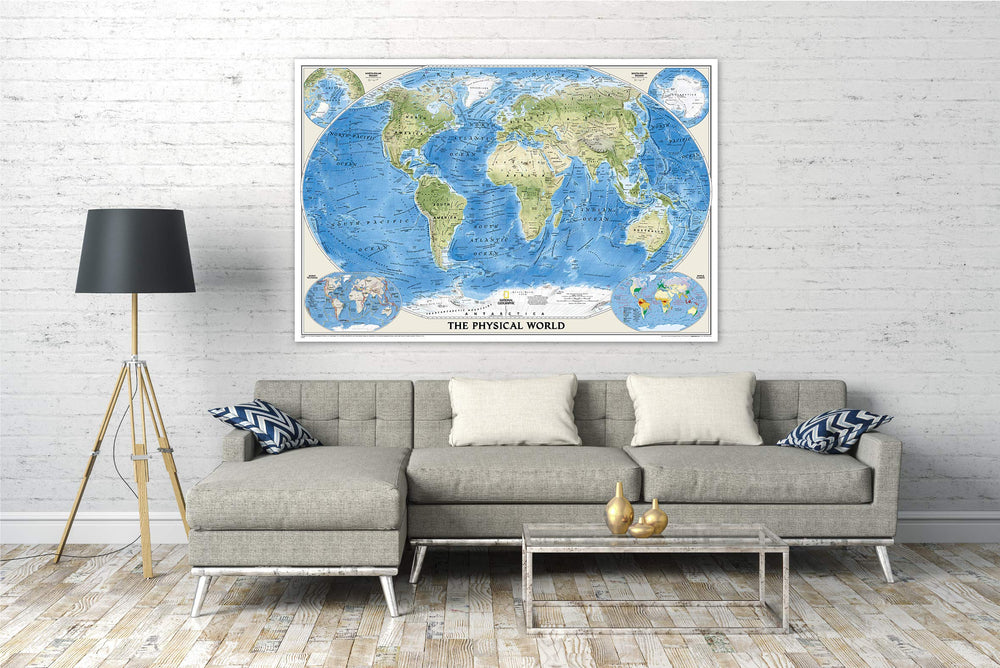 Carte murale (en anglais) - Monde physique - 177 x 122 cm (grand format) | National Geographic carte murale grand tube National Geographic 