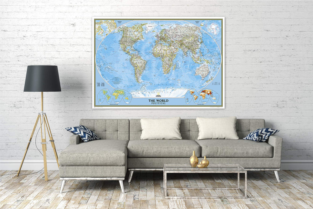 Carte murale (en anglais) - Monde politique - 176 x 122 cm (grand format) | National Geographic carte murale grand tube National Geographic 
