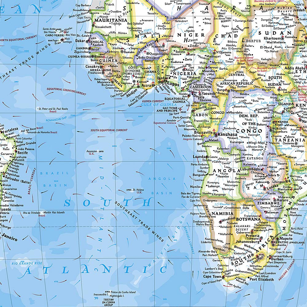 Carte murale (en anglais) - Monde politique - 1/15M (278 x 194 cm en 3 feuilles style papier peint à coller) | National Geographic carte murale roulée (en tube) National Geographic