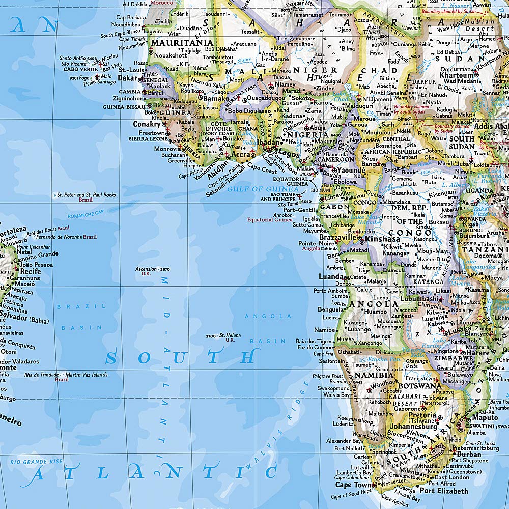 Carte murale (en anglais) - Monde politique - 1/45M (92 x 61 cm) | National Geographic carte murale roulée (en tube) National Geographic