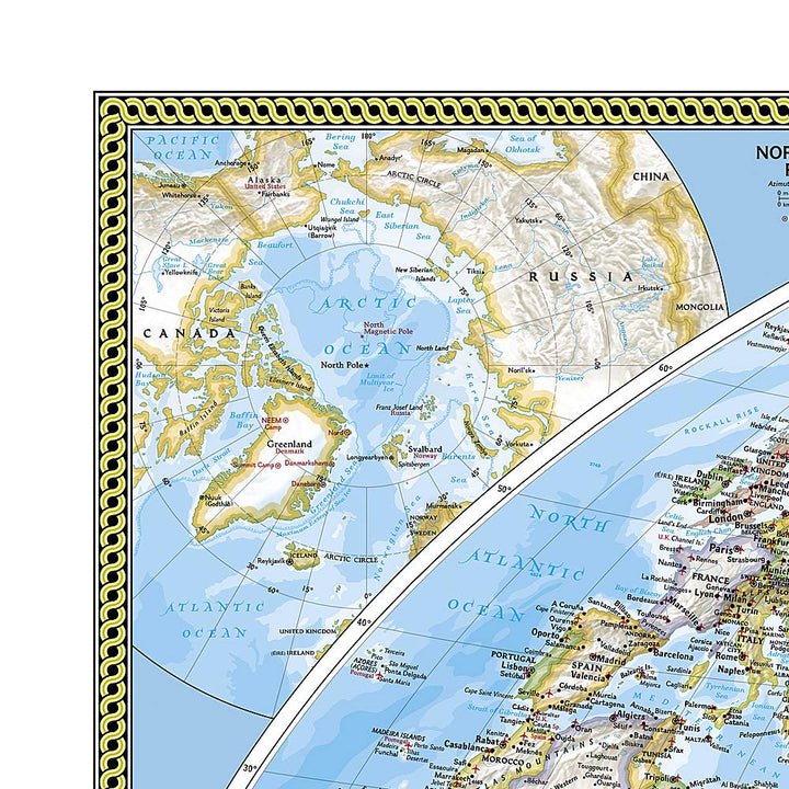 Carte murale (en anglais) - Monde politique centré sur le Pacifique - 185 x 122 cm (grand format) | National Geographic carte murale grand tube National Geographic 