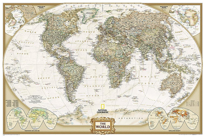 Carte murale (en anglais) - Monde politique, style antique, format poster | National Geographic carte murale petit tube National Geographic Plastifiée 
