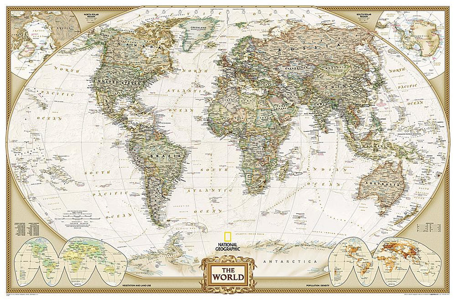 Carte murale (en anglais) - Monde politique, style antique, grand format | National Geographic carte murale grand tube National Geographic Plastifiée 