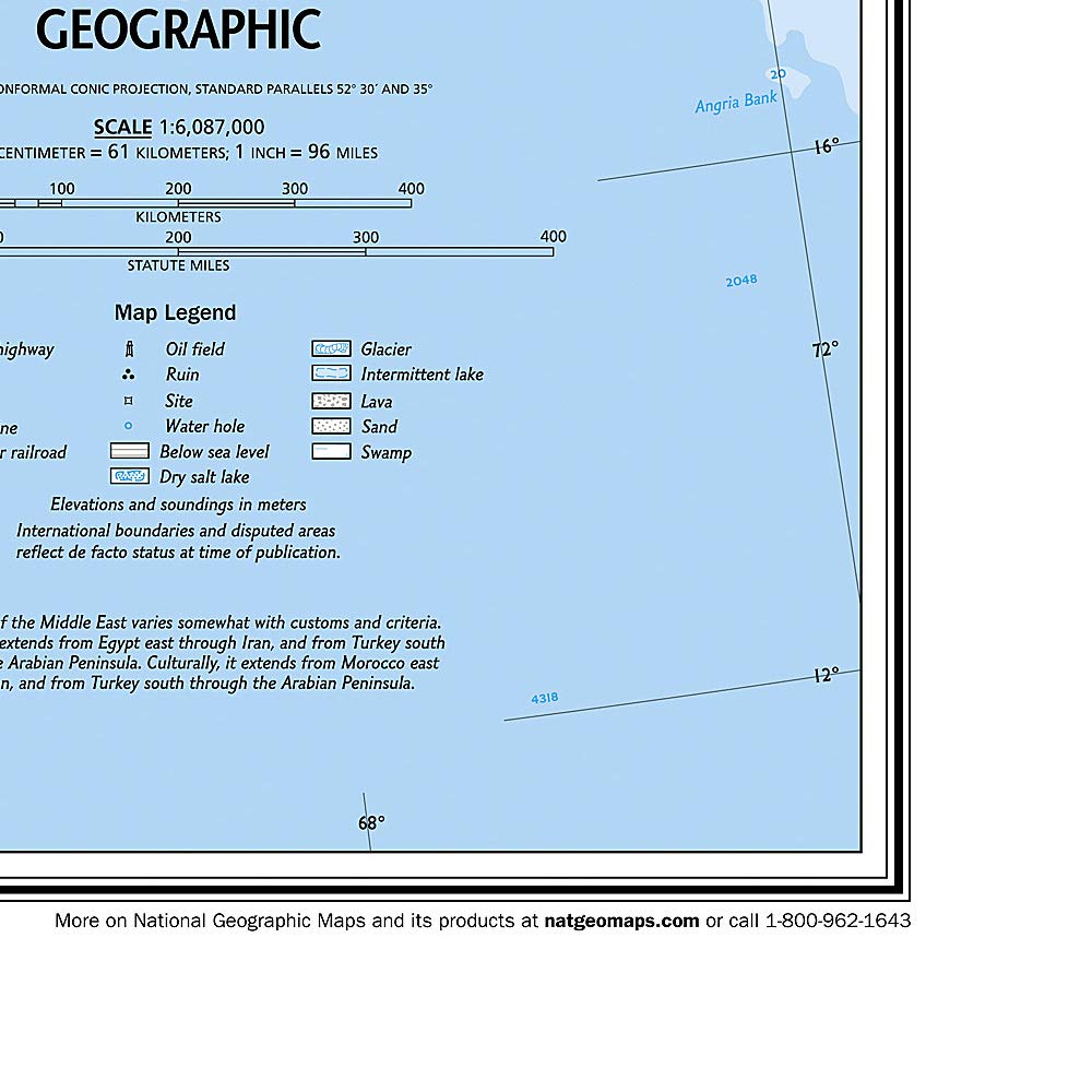 Carte murale (en anglais) - Moyen Orient - 77 x 60 cm | National Geographic carte murale roulée (en tube) National Geographic
