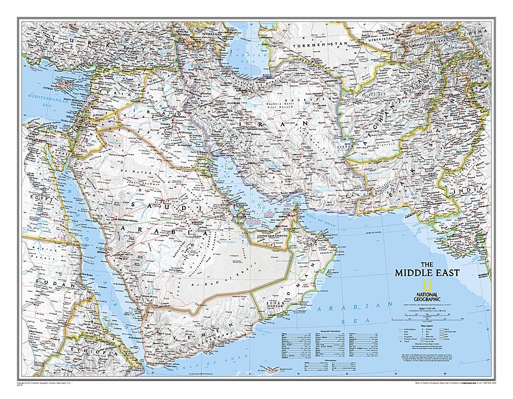 Carte murale (en anglais) - Moyen Orient - 77 x 60 cm | National Geographic carte murale roulée (en tube) National Geographic Papier