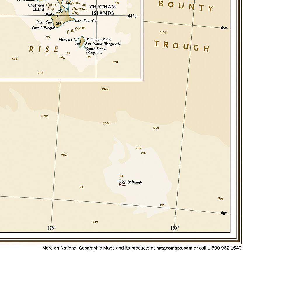 Carte murale (en anglais) - Nouvelle Zélande, style antique - 60 x 77 cm | National Geographic carte murale roulée (en tube) National Geographic