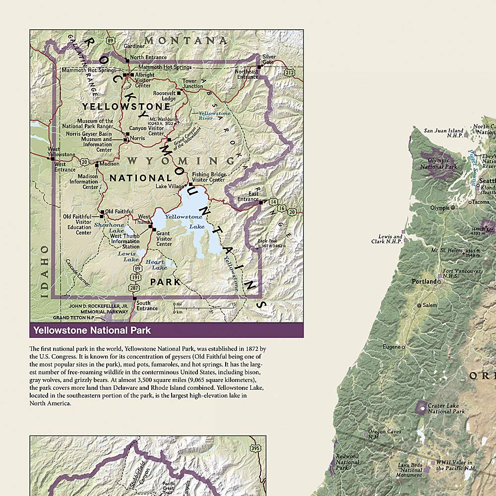 Carte murale (en anglais) - Parcs Nationaux des Etats Unis - 107 x 77 cm | National Geographic carte murale roulée (en tube) National Geographic