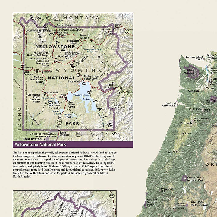 Carte murale (en anglais) - Parcs Nationaux des Etats Unis - 107 x 77 cm | National Geographic carte murale petit tube National Geographic 