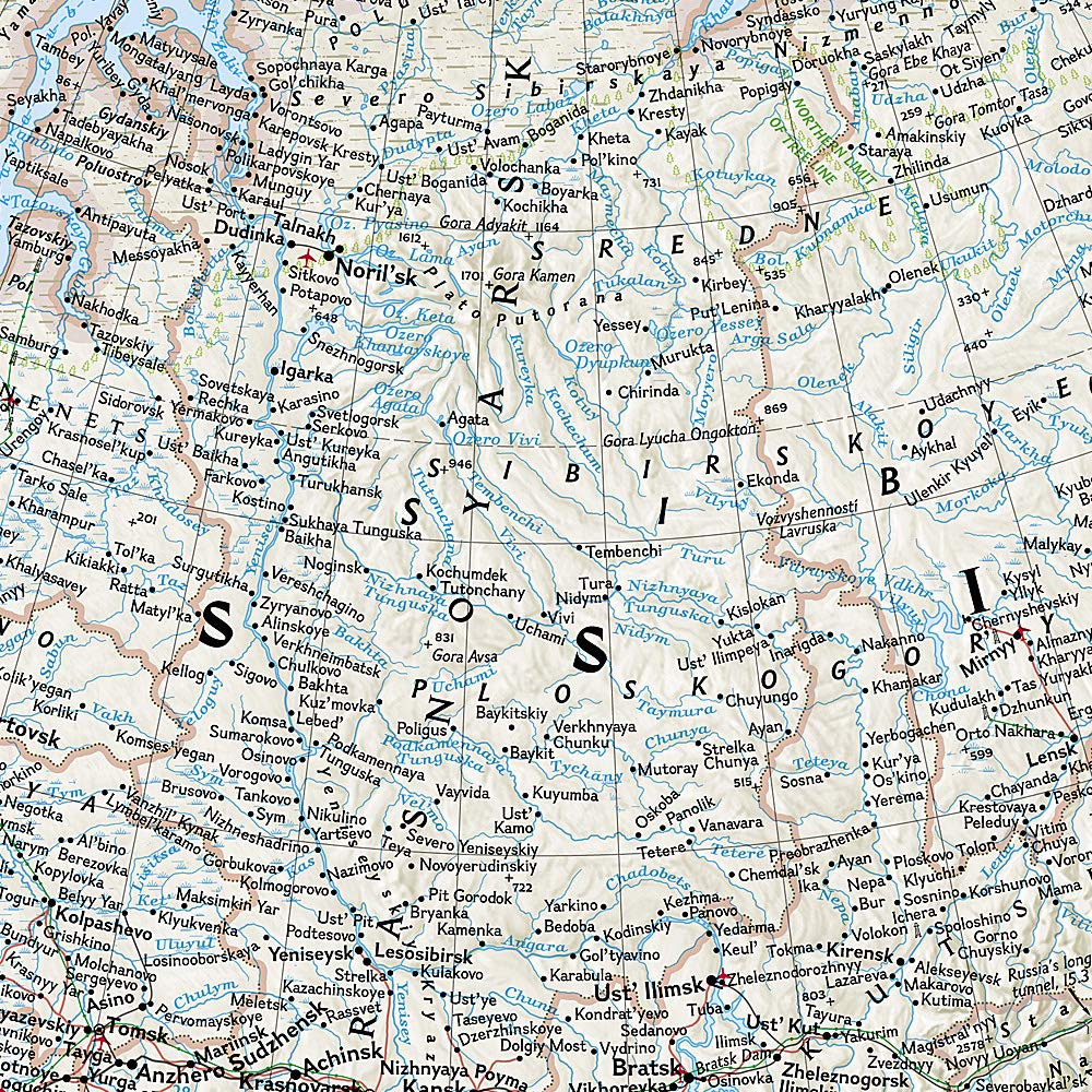 Carte murale (en anglais) - Russie - 77 x 60 cm | National Geographic carte murale petit tube National Geographic 