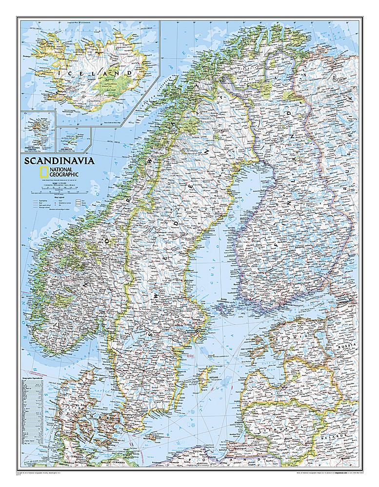 Carte murale (en anglais) - Scandinavie - 77 x 60 cm | National Geographic carte murale roulée (en tube) National Geographic Papier