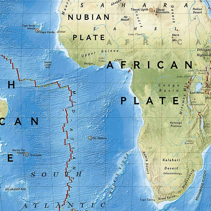 Carte murale (en anglais) - Terre dynamique, Tectonique des plaques - 92 x 61 cm | National Geographic carte murale petit tube National Geographic 
