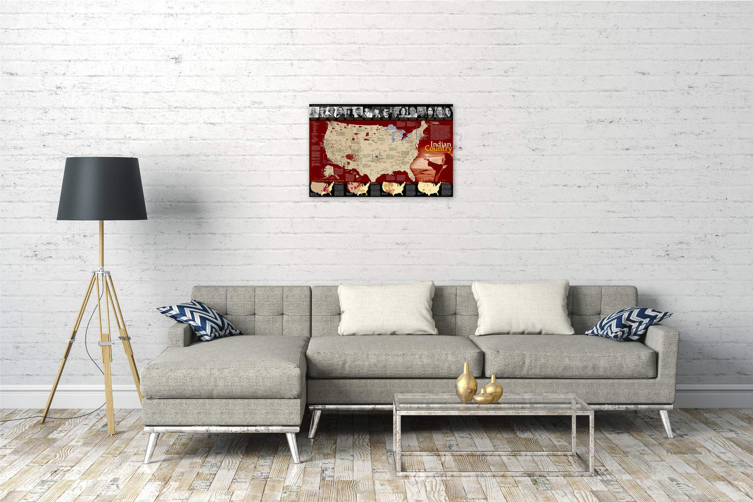 Carte murale (en anglais) - Territoires indiens | National Geographic carte murale roulée (en tube) National Geographic