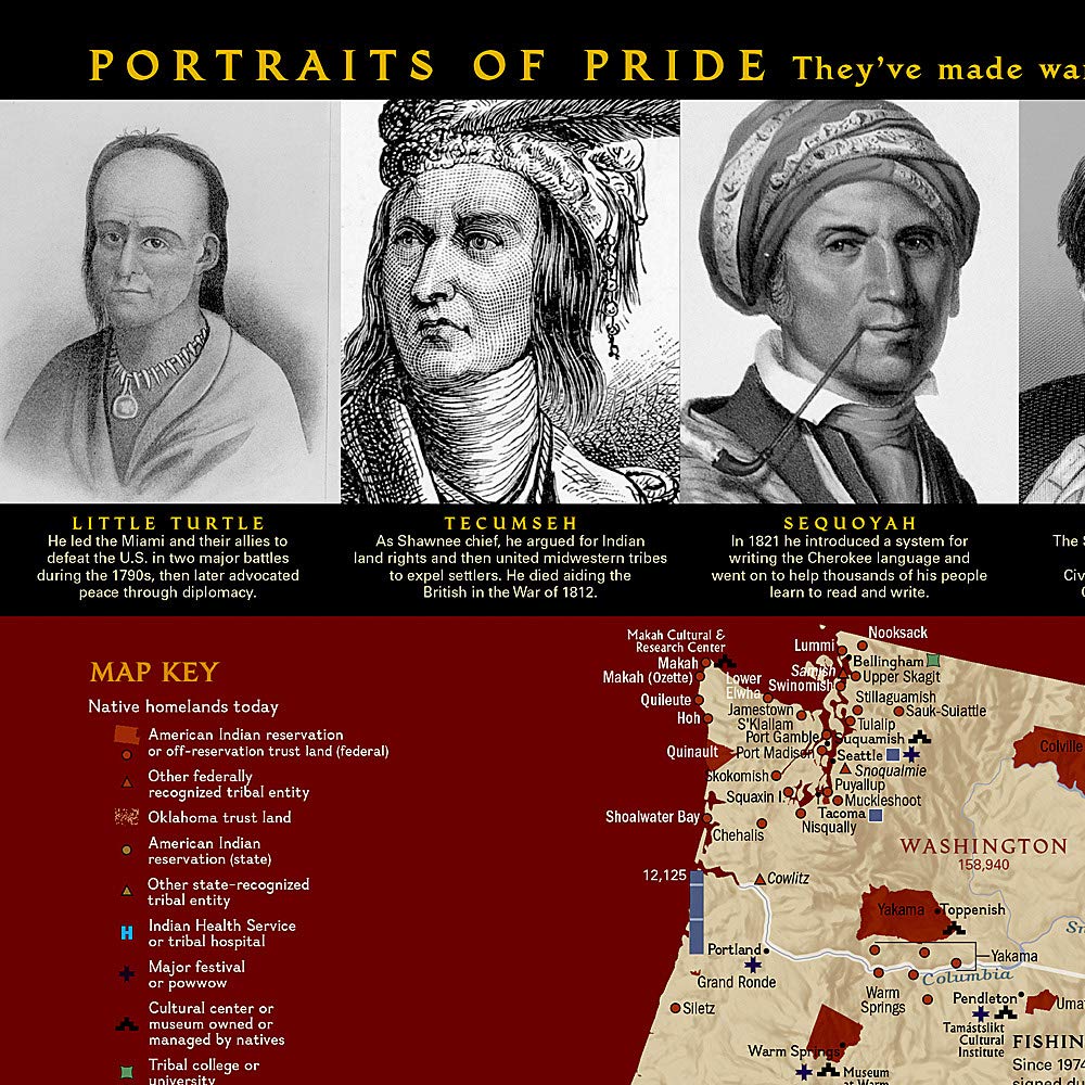 Carte murale (en anglais) - Territoires indiens | National Geographic carte murale roulée (en tube) National Geographic