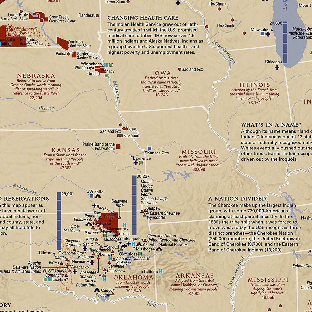 Carte murale (en anglais) - Territoires indiens | National Geographic carte murale roulée (en tube) National Geographic