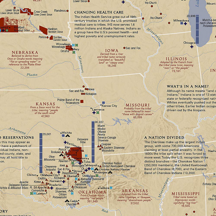 Carte murale (en anglais) - Territoires indiens | National Geographic carte murale petit tube National Geographic 