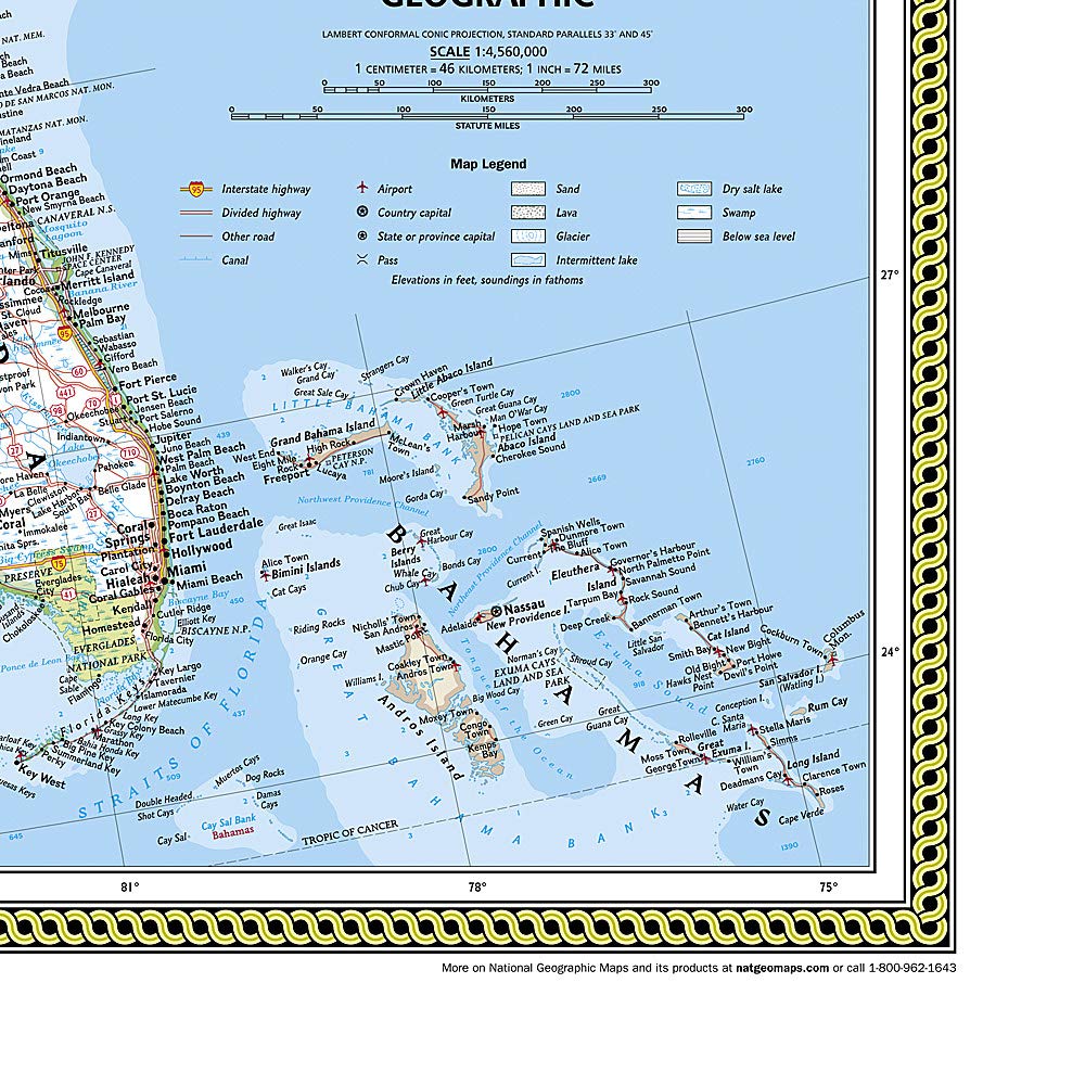 Carte murale (en anglais) - USA politique - 111 x 77 cm (format standard) | National Geographic carte murale roulée (en tube) National Geographic