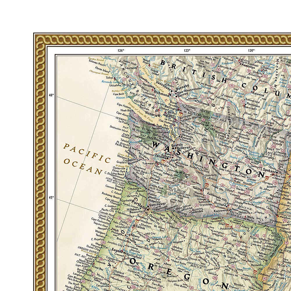 Carte murale (en anglais) - USA politique, style antique - 111 x 77 cm (format standard) | National Geographic carte murale roulée (en tube) National Geographic