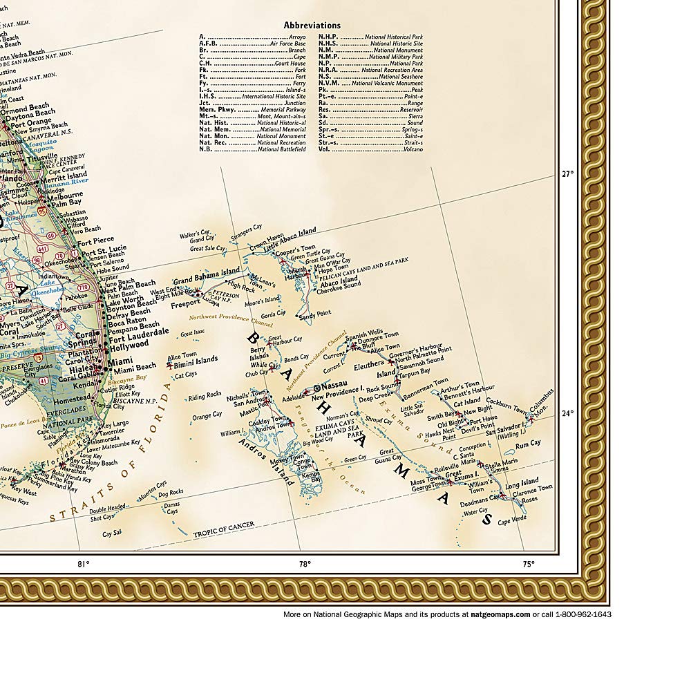 Carte murale (en anglais) - USA politique, style antique - 111 x 77 cm (format standard) | National Geographic carte murale roulée (en tube) National Geographic