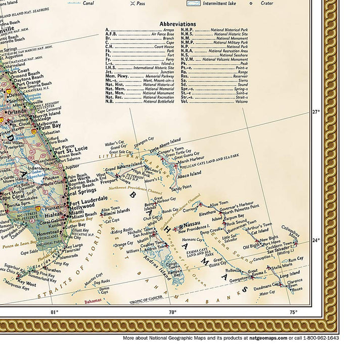 Carte murale (en anglais) - USA politique, style antique - 92 x 61 cm (format poster) | National Geographic carte murale petit tube National Geographic 