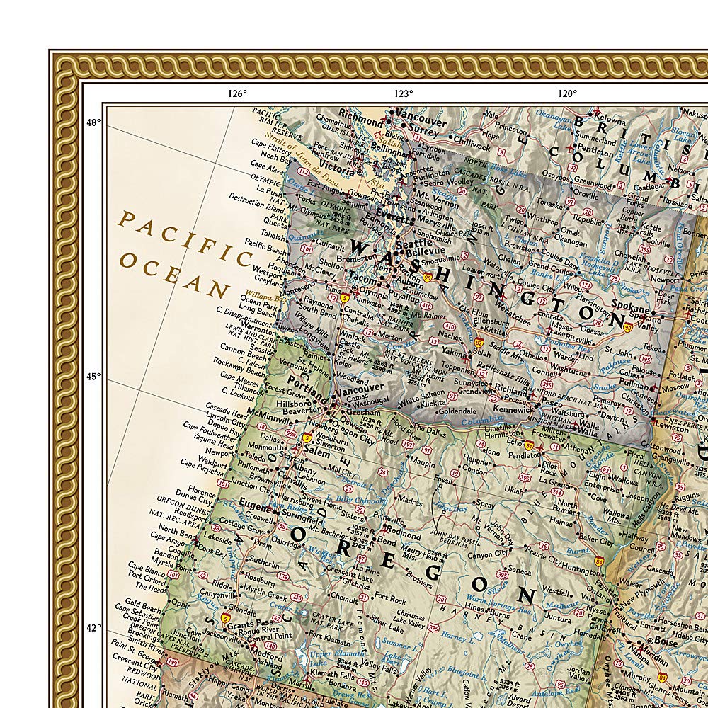 Carte murale (en anglais) - USA politique, style antique - 92 x 61 cm (format poster) | National Geographic carte murale petit tube National Geographic 