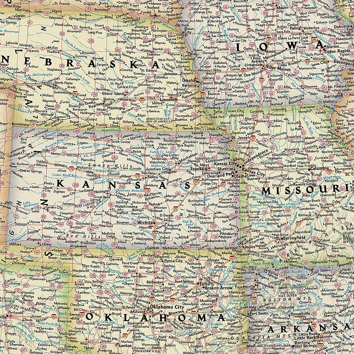 Carte murale (en anglais) - USA politique, style antique, grand format - 176 x 122 cm | National Geographic carte murale grand tube National Geographic 