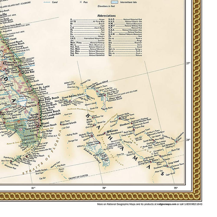 Carte murale (en anglais) - USA politique, style antique, grand format - 176 x 122 cm | National Geographic carte murale grand tube National Geographic 