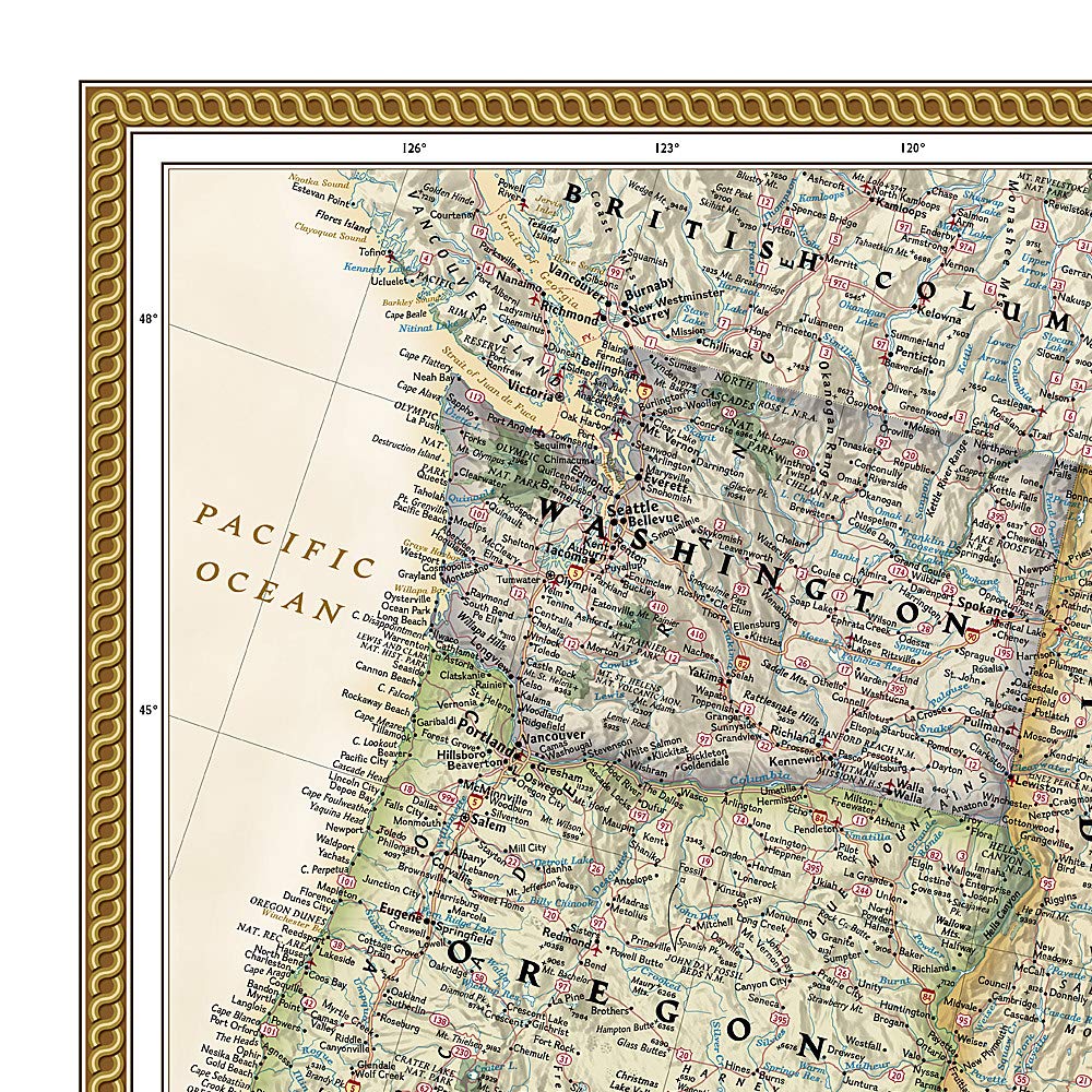 Carte murale (en anglais) - USA politique, style antique, grand format - 176 x 122 cm | National Geographic carte murale roulée (en tube) National Geographic