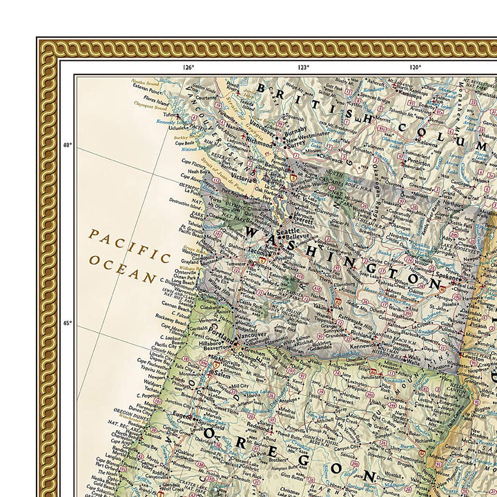 Carte murale (en anglais) - USA politique, style antique, grand format - 176 x 122 cm | National Geographic carte murale grand tube National Geographic 