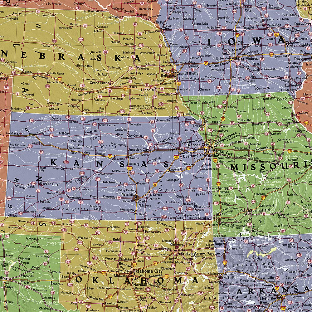 Carte murale (en anglais) - USA politique, style décoratif - 111 x 78 cm (format standard) | National Geographic carte murale roulée (en tube) National Geographic