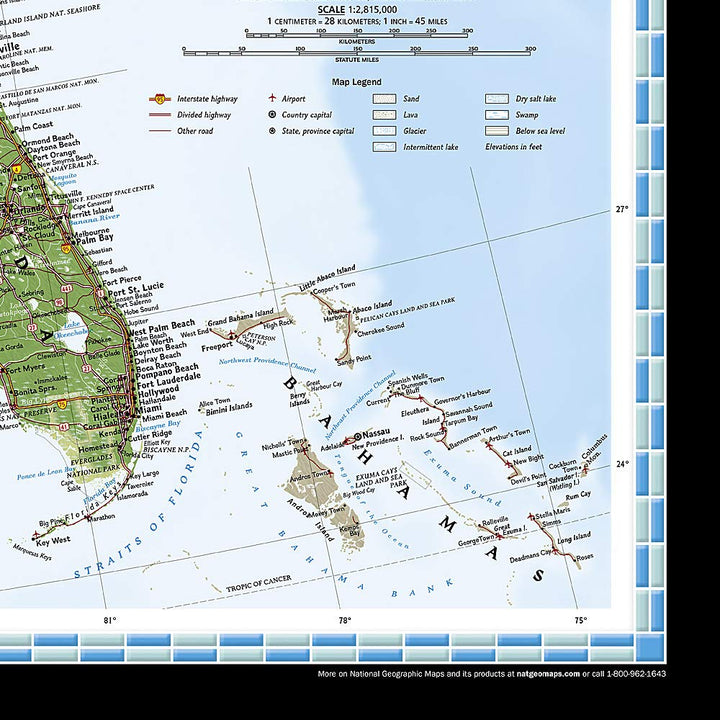 Carte murale (en anglais) - USA politique, style décoratif, grand format - 176 x 122 cm | National Geographic carte murale grand tube National Geographic 