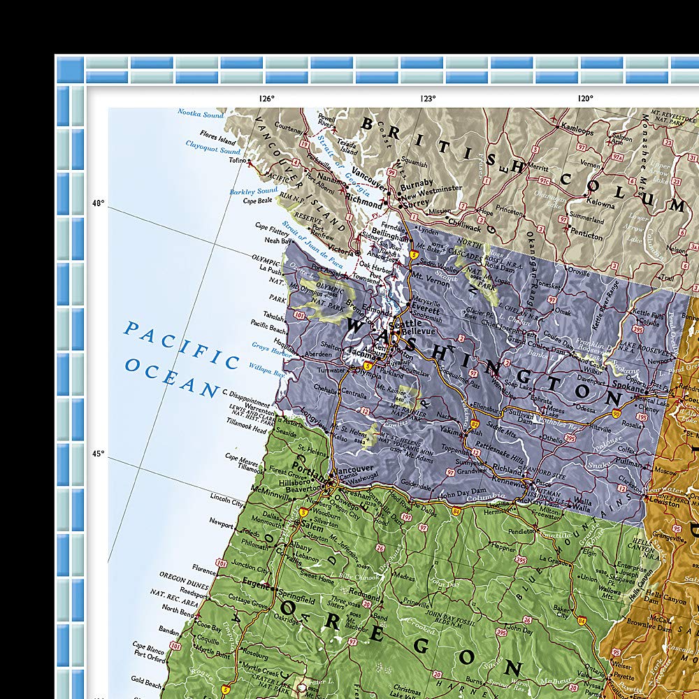 Carte murale (en anglais) - USA politique, style décoratif, grand format - 176 x 122 cm | National Geographic carte murale roulée (en tube) National Geographic