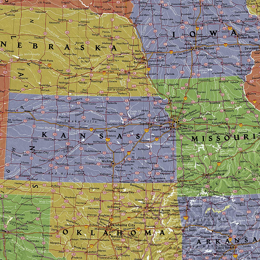 Carte murale (en anglais) - USA politique, style décoratif, grand format - 176 x 122 cm | National Geographic carte murale roulée (en tube) National Geographic