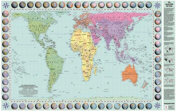 Carte murale (en français) - Le Monde politique - Projection de Gall-Peters | Huber carte murale petit tube Huber 