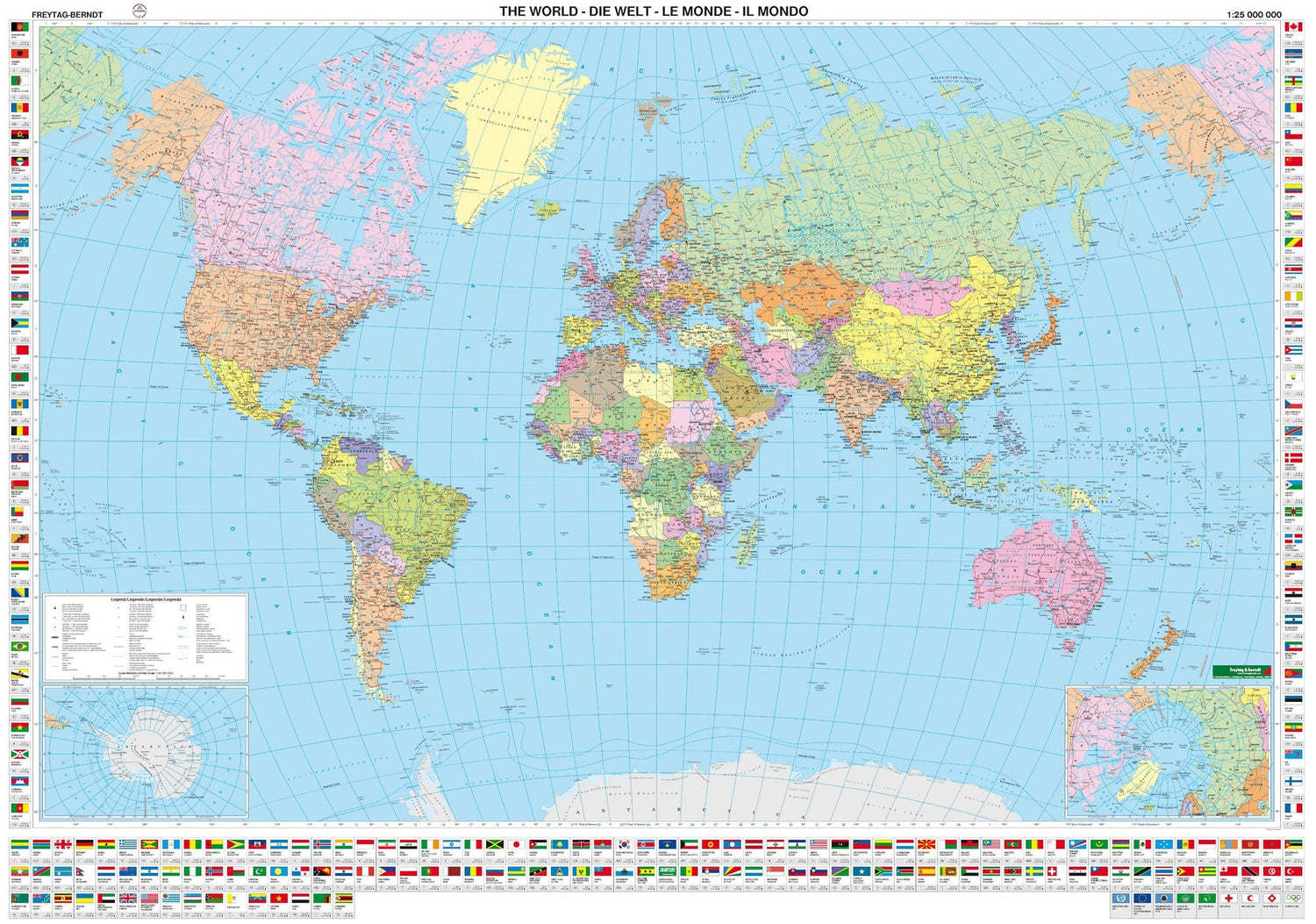 Carte murale en papier (multilingue) - Monde politique - 1/25M (176 x 123 cm) | Freytag & Berndt carte murale roulée (en tube) Freytag & Berndt Default Title