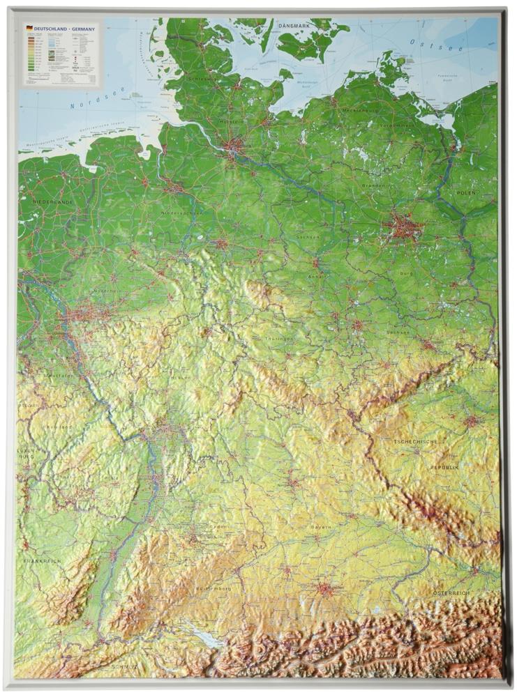 Carte murale en relief - Allemagne (en anglais) - 77 x 57 cm | Georelief carte en relief Georelief Sans cadre