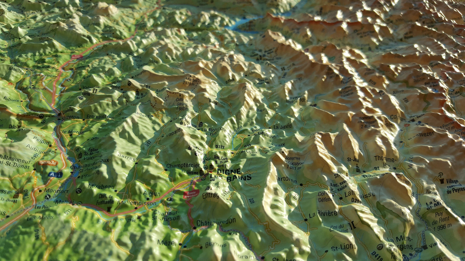 Carte murale en relief - Alpes-de-Haute-Provence - 61 cm x 41 cm | 3D Map carte en relief 3D Map