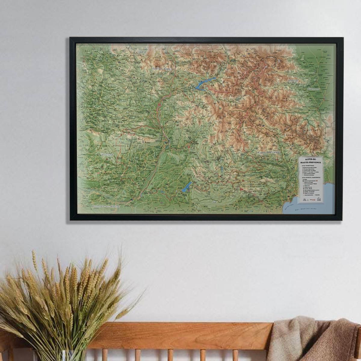Carte murale en relief - Alpes-de-Haute-Provence - 61 cm x 41 cm | 3D Map carte en relief 3D Map