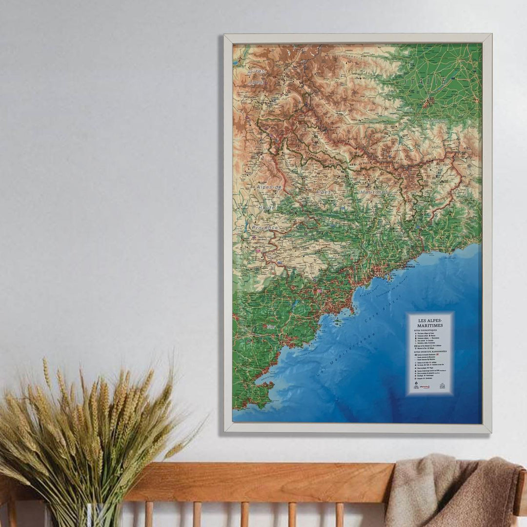 Carte murale en relief - Alpes-Maritimes et ses fonds marins - 41 cm x 61 cm | 3D Map carte relief 3D Map 
