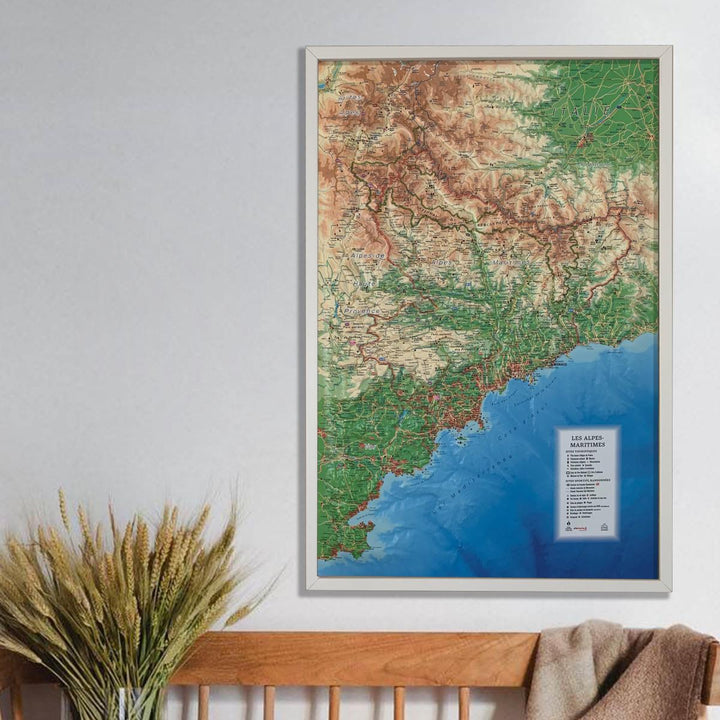 Carte murale en relief - Alpes-Maritimes et ses fonds marins - 41 cm x 61 cm | 3D Map carte relief 3D Map 
